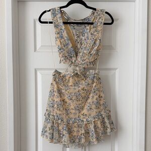 Astr Yellow Floral Ruffle Mini Dress